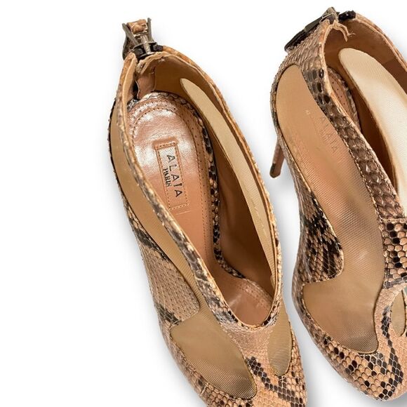 ALAÏA PARIS Mesh & Genuine Snakeskin Print Ankle Booties |Size: EU38| - Picture 7 of 12